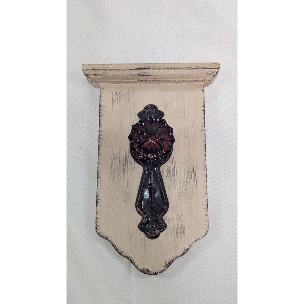Maison Rustic Farmhouse Wall Hook Distressed Wood Glass Doorknob Entryway Decor